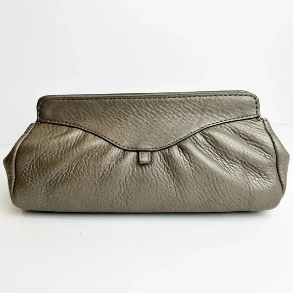 Cole Haan genuine leather clutch purse, pebbled gray, Makeup bag, Event, Formal - Picture 4 of 7